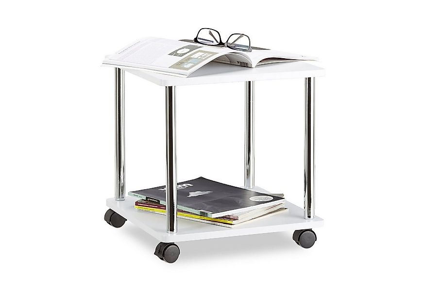 relaxdays Beistelltisch rollbar 2 Etage, quadratisch günstig online kaufen