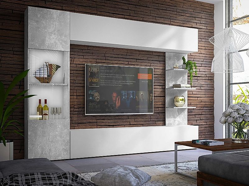 MIRJAN24 Wohnwand Lazando, (Komplett-Set, Hängeschrank, Vitrine, TV-Lowboar günstig online kaufen