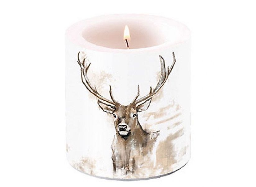 ZauberDeko Stumpenkerze Kerze Windlicht Hirsch Weihnachten günstig online kaufen