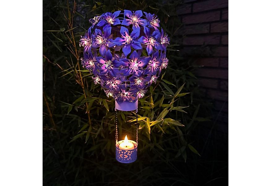 Online-Fuchs LED Gartenleuchte Solar Heißluftballon aus Metall mit Hibiskus günstig online kaufen