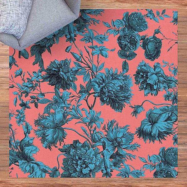 Kork-Teppich Floraler Kupferstich Blaukoralle günstig online kaufen