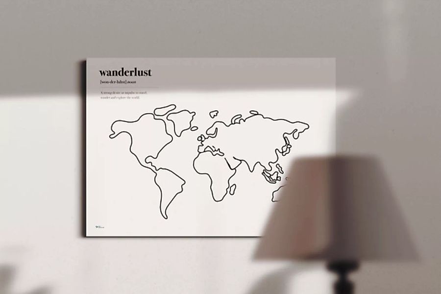 Stylische Weltkarte "Wanderlust" #2- Nachhaltig & Handemade In Germany - Wa günstig online kaufen
