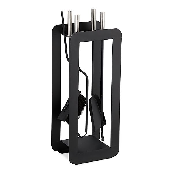 relaxdays Kamingarnitur 5-teiliges Kaminbesteck schwarz modern günstig online kaufen
