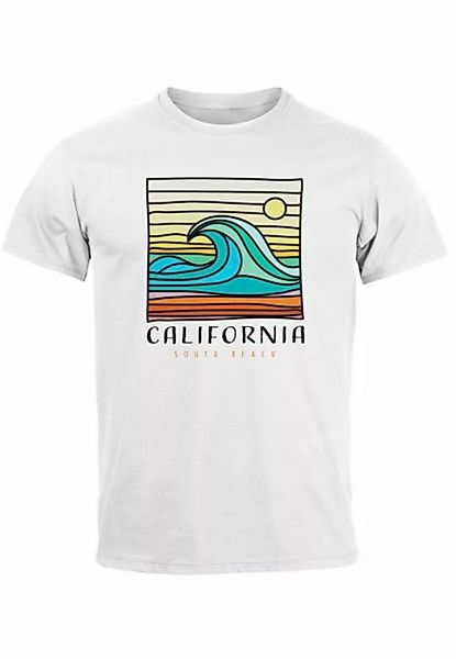 Neverless Print-Shirt Herren T-Shirt California South Beach Welle Wave Surf günstig online kaufen