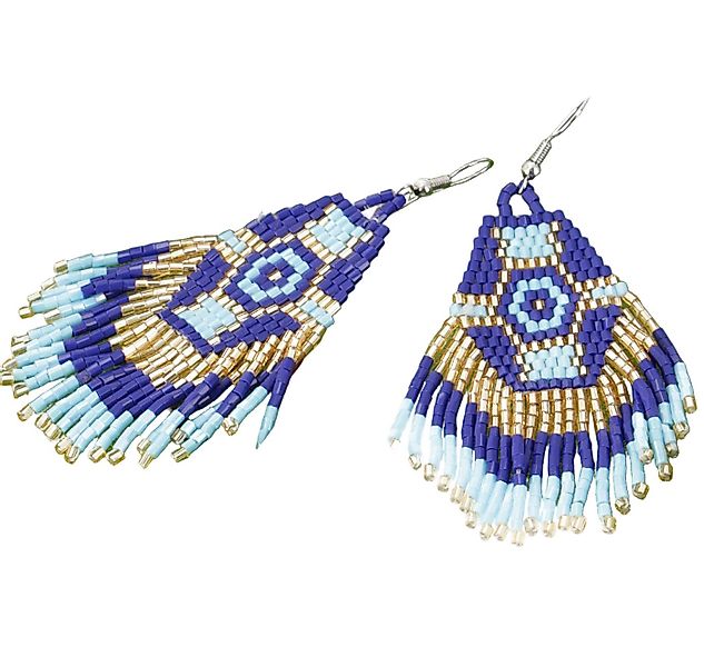 Guru-Shop Paar Ohrhänger Indigener Ohrringe, Ethno Perlenohrringe -.. günstig online kaufen