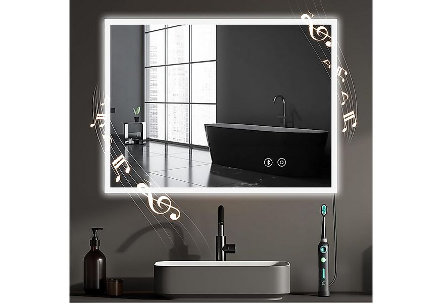 YOLEO Badspiegel Badspiegel mit 3-farbiges Licht, Anti-Beschlag, Seit-Steck günstig online kaufen