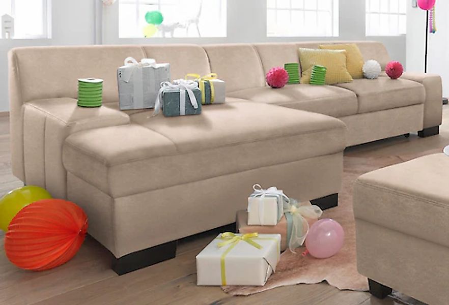 DOMO collection Ecksofa »Norma, elegant und modern, mit flachen Armlehnen, günstig online kaufen