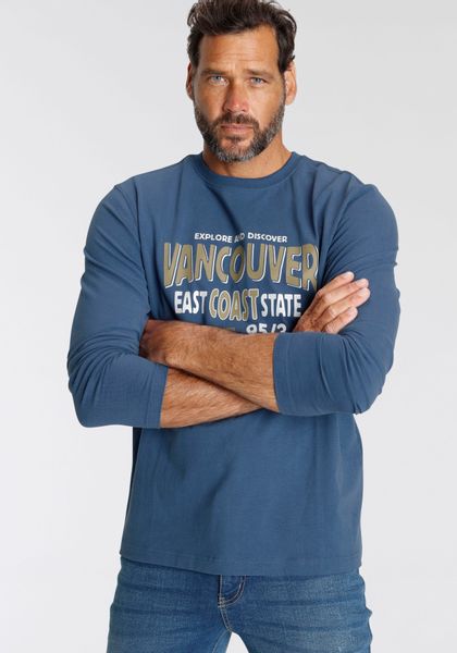 Mans World Langarmshirt Langarm, bedruckt, Rundhalsausschnitt, aus Baumwoll günstig online kaufen