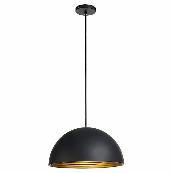 Pendelleuchte Forchini in mattiert schwarz, gold, 400 mm, Innenfläche gerif günstig online kaufen