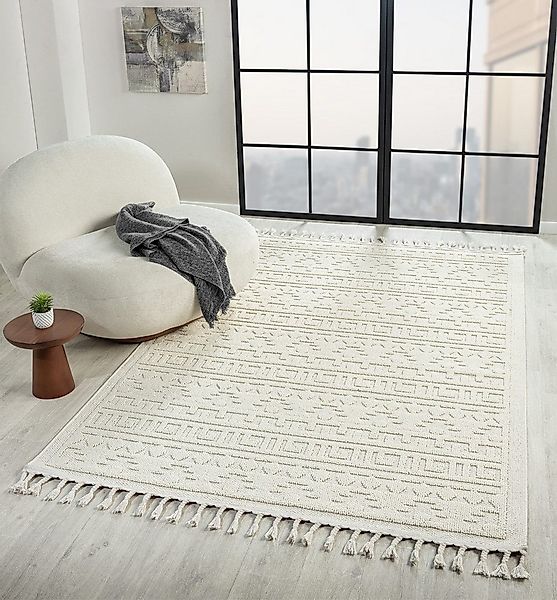 Vimoda Teppich Wohnzimmer Boho Skandi Frisé-Teppich, Rechteck, In & Outdoor günstig online kaufen