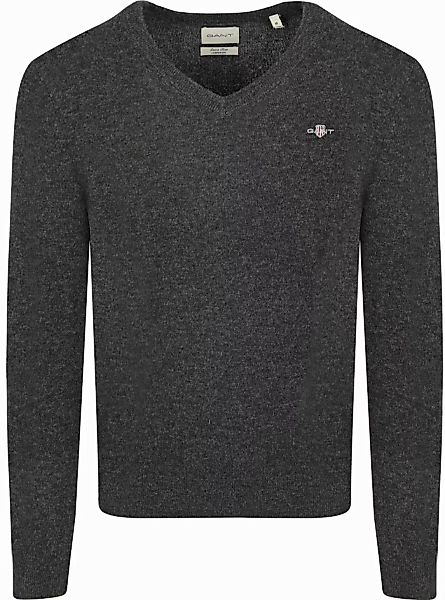 Gant Pullover V-Ausschnitt Wool Blend Anthrazit - Größe XXL günstig online kaufen