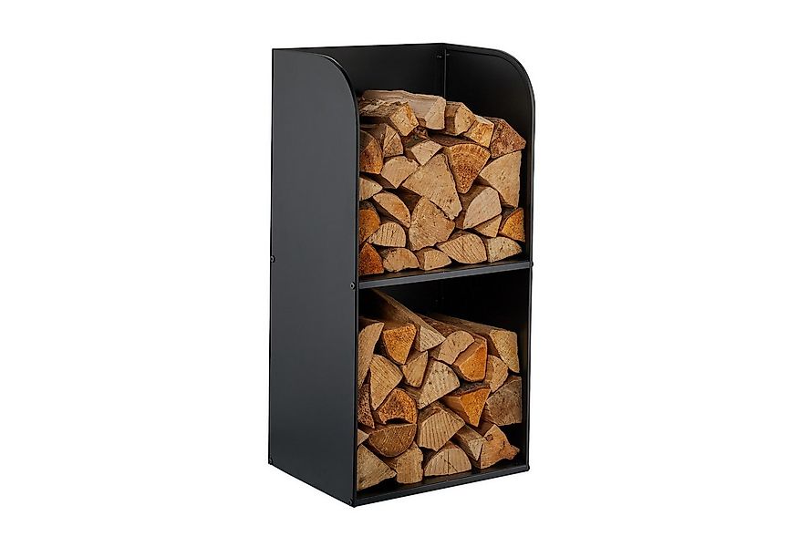 relaxdays Kaminholzregal mit 2 Fäch, BxTxH:40x30x80 cm, schwarz günstig online kaufen