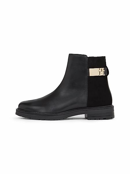Tommy Hilfiger TH LOGO LEATHER MIX CHELSEA Stiefelette, Blockabsatz, Busine günstig online kaufen