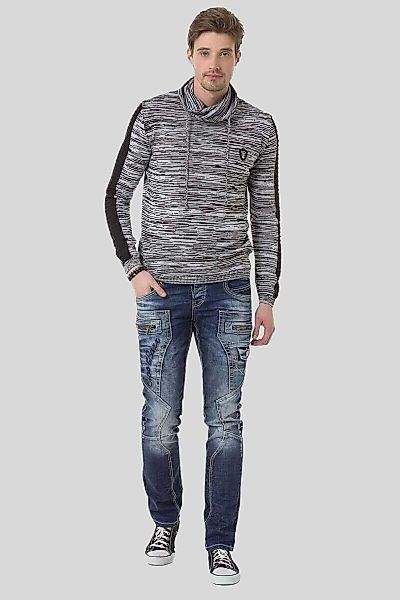 Cipo & Baxx Schalkragenpullover "Pullover" 1 Stk. tlg. mit Schalkragen günstig online kaufen