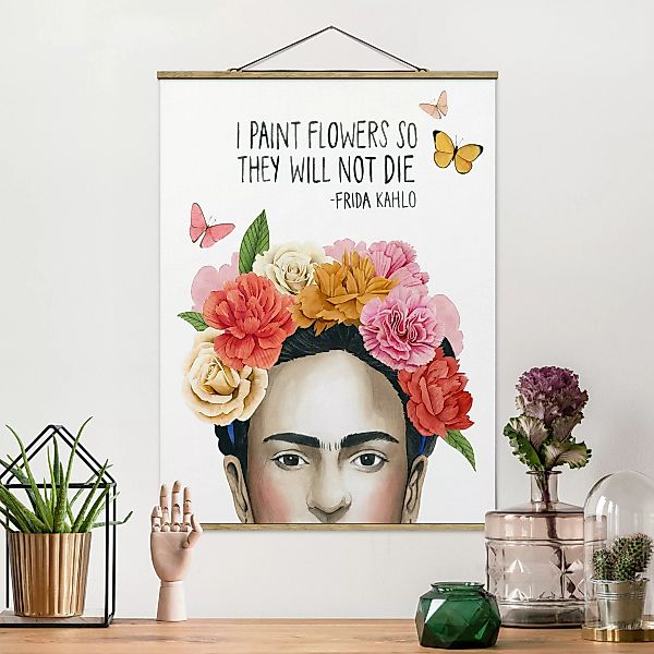 Stoffbild Kunstdruck mit Posterleisten - Hochformat Fridas Gedanken - Blume günstig online kaufen
