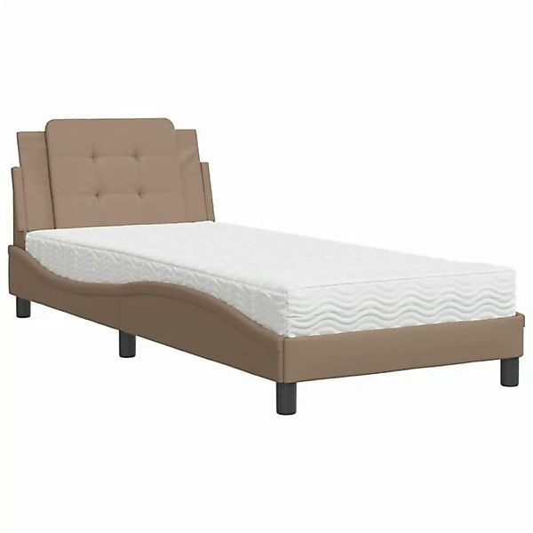vidaXL Bett Bett mit Matratze Cappuccino-Braun 90x200 cm Kunstleder günstig online kaufen