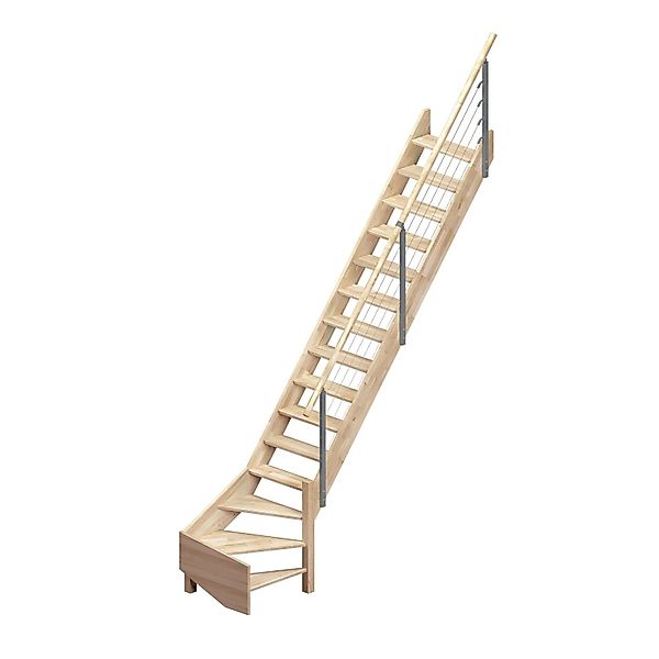 Dolle Raumspartreppe Brest Eiche unbehandelt 1/4gew. rechts unten FSC® günstig online kaufen