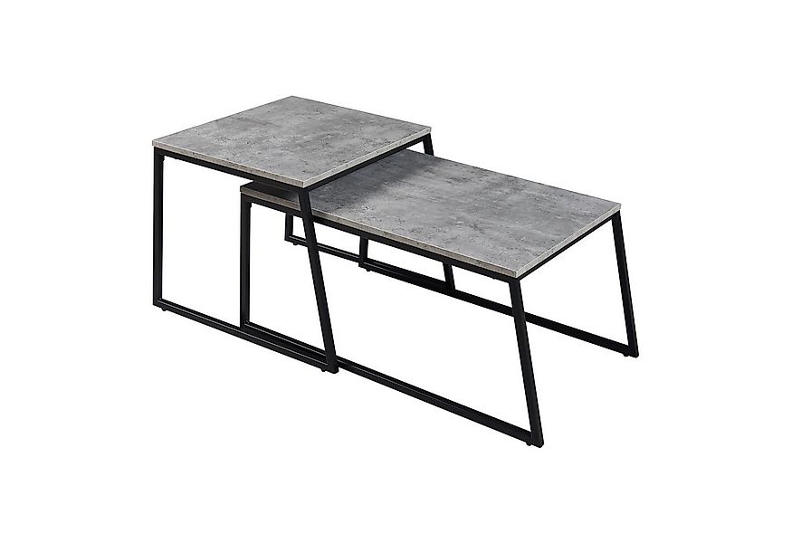 en.casa Satztisch, »Hyllestad« 2er Set Dunkler Schwarz/Betonoptik günstig online kaufen