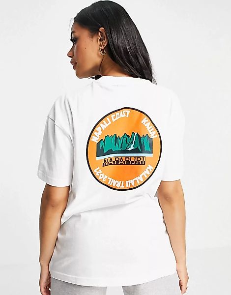 Napapijri – Alohoa – T-Shirt in Weiß/Orange günstig online kaufen