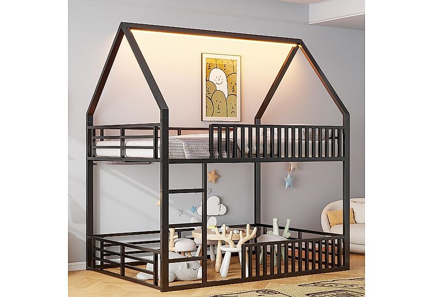 Merax Etagenbett mit LED-Beleuchtung (Hochbett Kinderhaus Hausbett, 1-St), günstig online kaufen