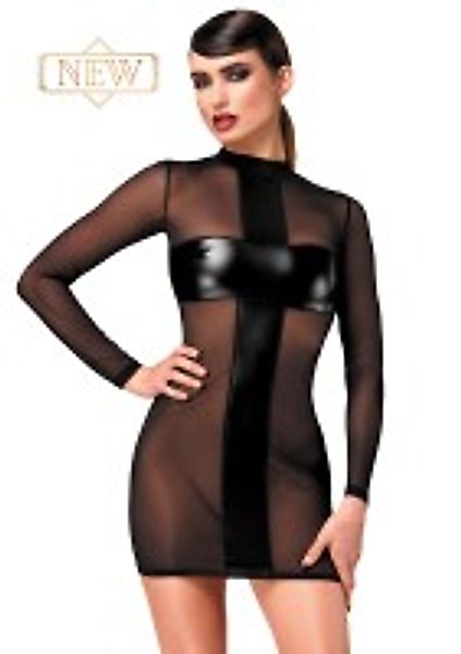 Minikleid aus Mesh und Wetlook günstig online kaufen