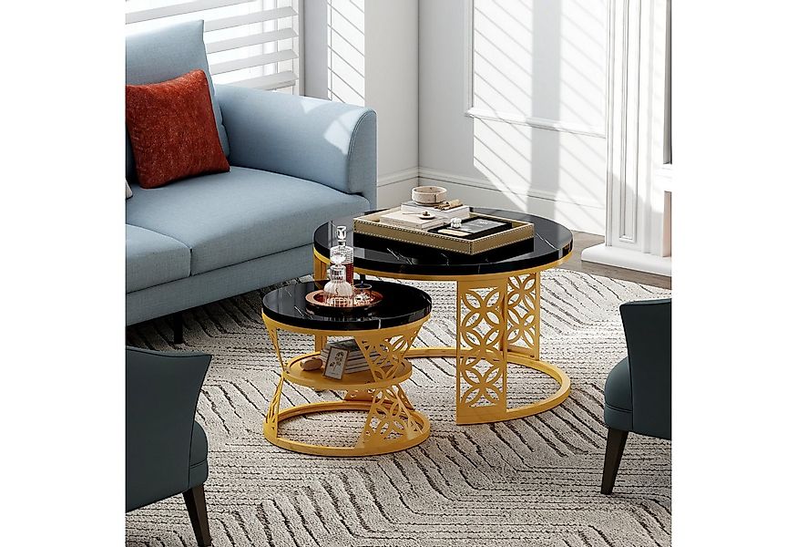 HAUSS SPOLE Couchtisch rund 2er-Satztisch Beistelltisch Sofatisch mit hitze günstig online kaufen