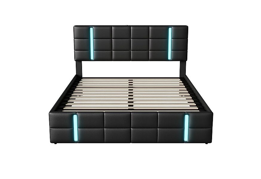 Gdood Polsterbett Doppelbett LED Stauraumbett (Hydraulisch anhebbarer Betts günstig online kaufen