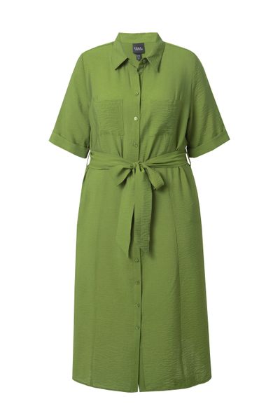 Ulla Popken Hemdblusenkleid Midikleid A-Linie Hemdkragen günstig online kaufen