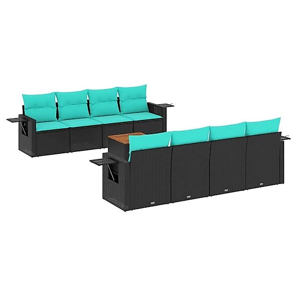 vidaXL 9-Tlg Gartensofa-Set mit Kissen Schwarzes Polyrattan 3224482 günstig online kaufen