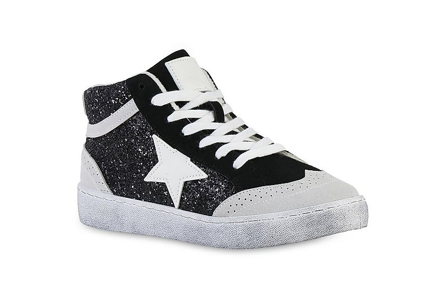VAN HILL 841577 Sneaker Damen Sneaker High Schnürer Glitzer Freizeit Schnür günstig online kaufen