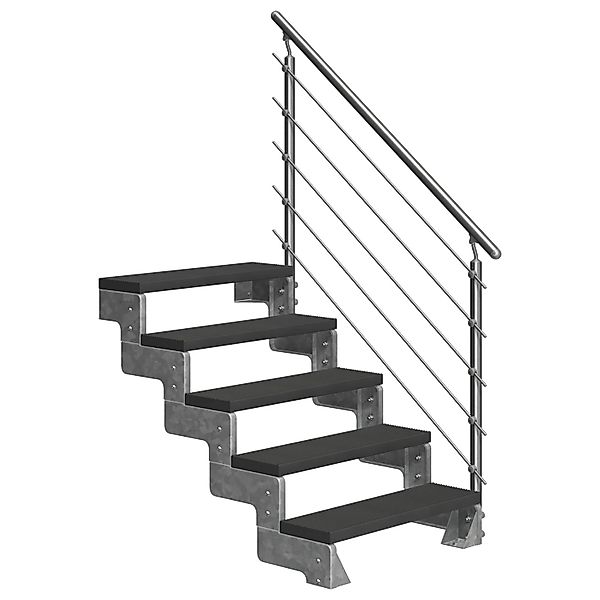 DOLLE Außentreppe Gardentop 5 TRIMAX-Stufen 100 cm anthrazit + Geländer günstig online kaufen