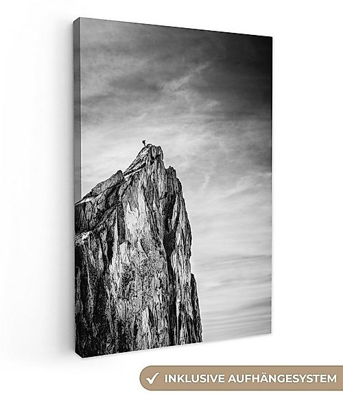 OneMillionCanvasses® Leinwandbild Berg - Natur - Klettern - Schwarz und wei günstig online kaufen