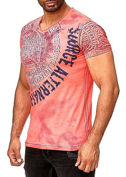 R-NEAL T-Shirt T-Shirt Washed Streetwear Printed Sale Verwaschenes Kurzarm günstig online kaufen