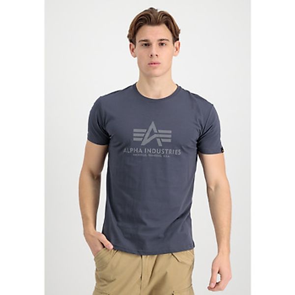 Alpha Industries  T-Shirts & Poloshirts Basic T-Shirt Refl. Print - grey bl günstig online kaufen