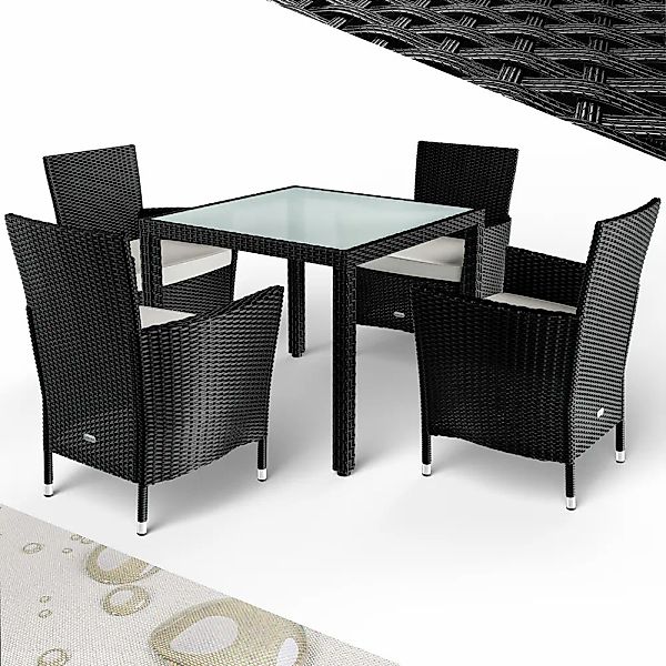 Polyrattan Garten-Sitzgruppe Bali 5-tlg Schwarz günstig online kaufen