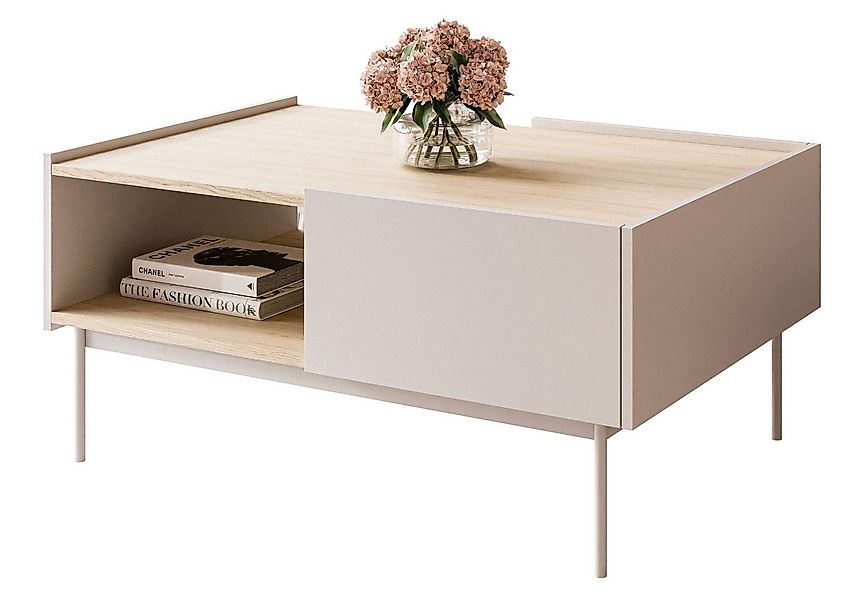 Lookway Couchtisch ESSENCE L97 Kaffeetisch mit Schublade Kaschmir / Eiche L günstig online kaufen