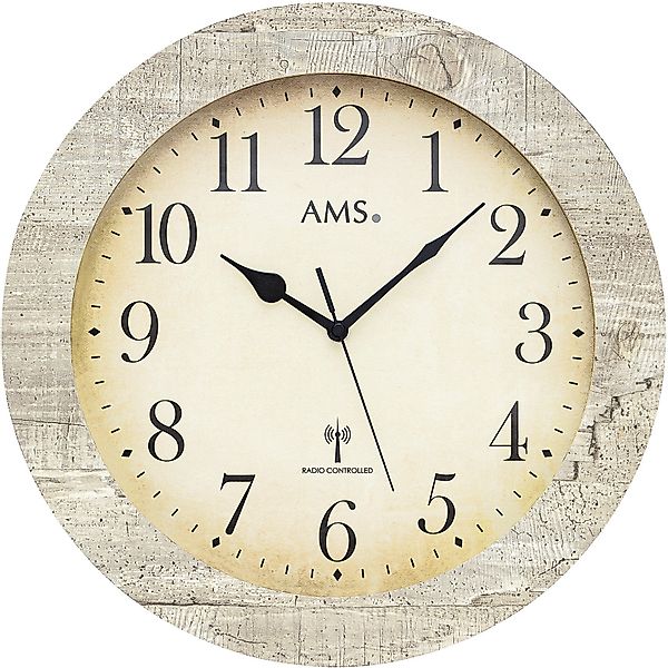 AMS Funkwanduhr F5561 (Made in Germany,Quarz,Holz,Wohnzimmer,Küche,Arbeitsz günstig online kaufen