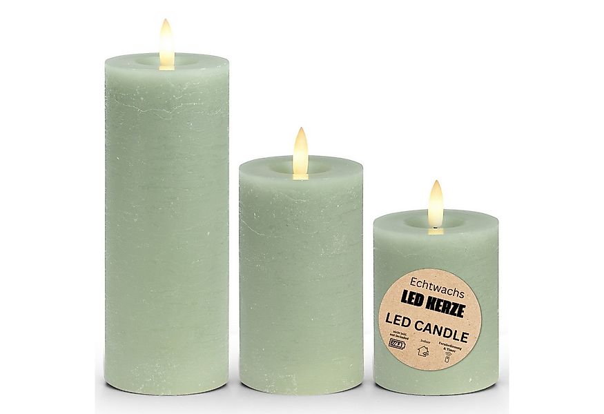 matches21 HOME & HOBBY LED-Kerze LED Stumpenkerzen 3er Wachs, Flackernde Fl günstig online kaufen