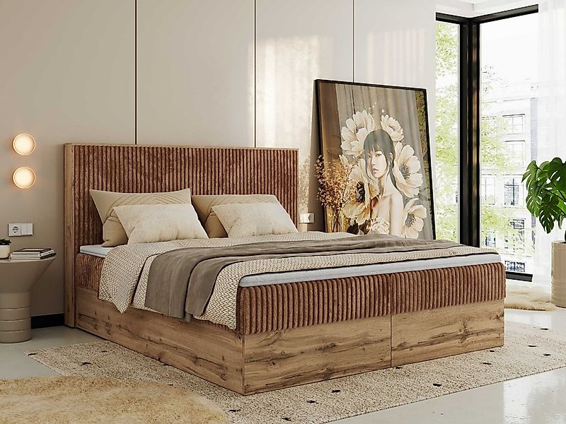 MKS MÖBEL Boxspringbett WOOD CLASSIC (Packung, Set, Topper T25/Visco, hohe günstig online kaufen