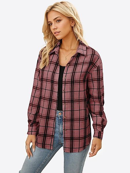 Imily Bela Flanellbluse Damen Langarmshirt Plaid (Packung, 1-tlg., 1per-Pac günstig online kaufen