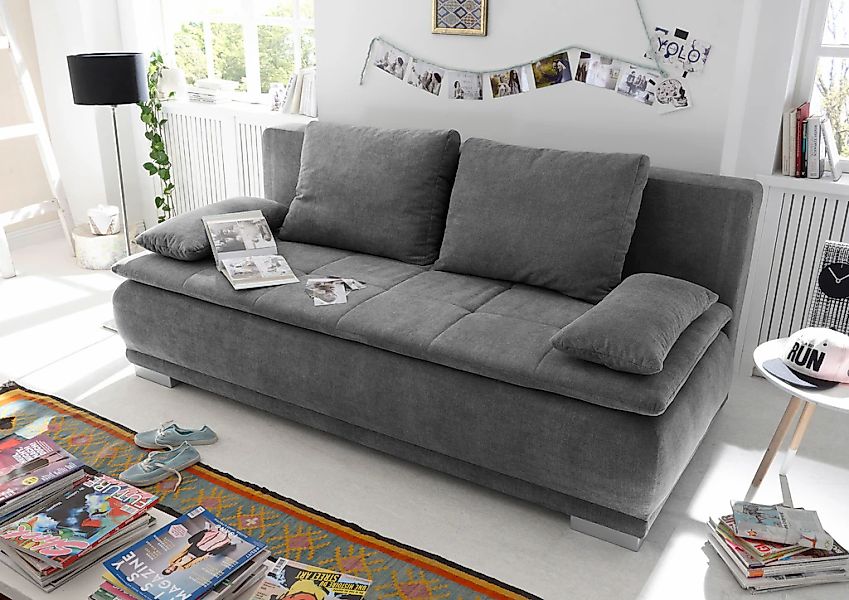 ED EXCITING DESIGN Schlafsofa "Luigi", mit Bettkasten & 2 Armlehnenkissen günstig online kaufen