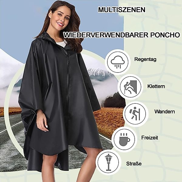 Mutig Regenmantel Regenjacke Regenponcho, Unisex Wiederverwendbar, günstig online kaufen