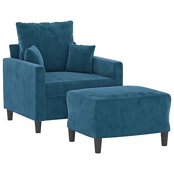 vidaXL Sofa Sessel mit Hocker Blau günstig online kaufen