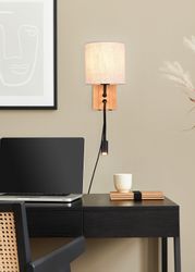 Trio LED-Wandleuchte Nilam 1-flammig Naturbelassen 18 cm x 38 cm günstig online kaufen