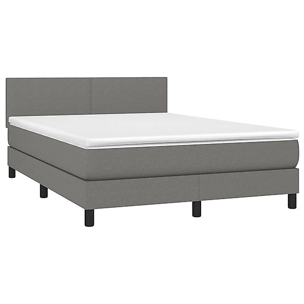vidaXL Boxspringbett mit Matratze & LED Dunkelgrau 140x200 cm Stoff 3132998 günstig online kaufen