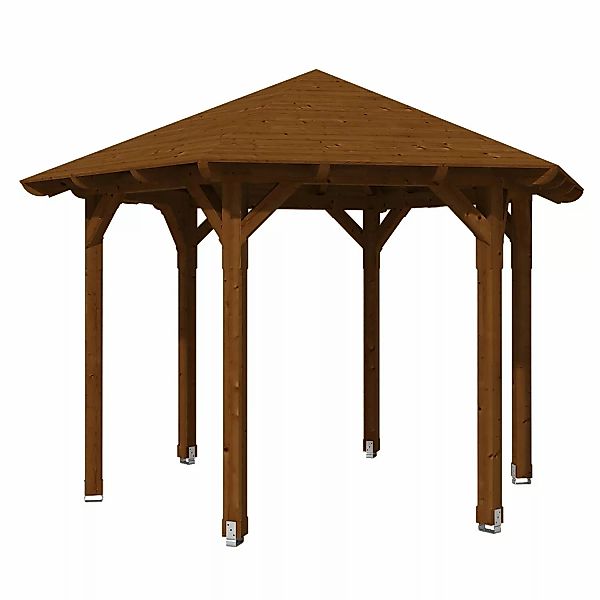 Skan Holz Pavillon Colmar 2 aus Douglasie Ø 420 cm Nuss günstig online kaufen