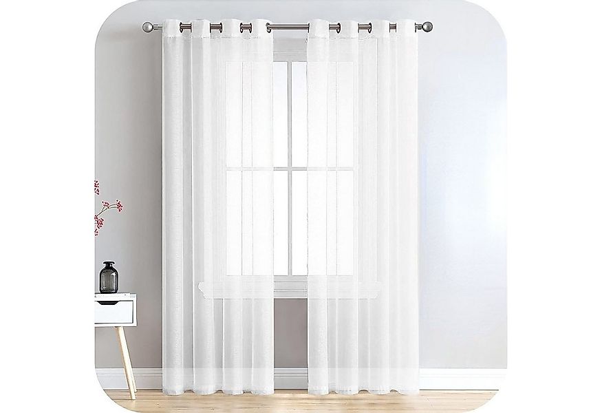 BYSURE Gardine (2 St), Ösen, transparent, Voile, Vorhang in Leinenoptik günstig online kaufen