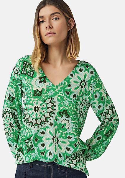 Comma Langarmbluse Strukturierte Bluse mit All-over-Print günstig online kaufen