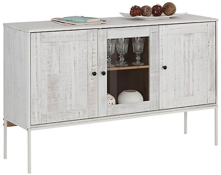 Home affaire Sideboard »Freya«, Kommode mit 2 Holztüren, aus Massivholz, Br günstig online kaufen