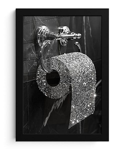MuchoWow Poster WC - Toilettenpapier - Schwarz und weiß - Glitter, (1 St), günstig online kaufen